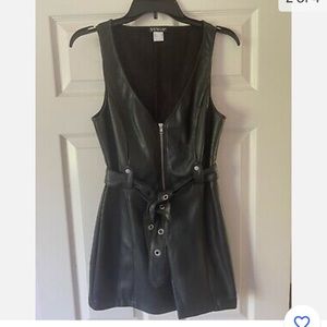 Black Faux leather romper